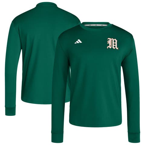 Men's adidas  Green Miami Hurricanes Dugout Pullover Sweatshirt