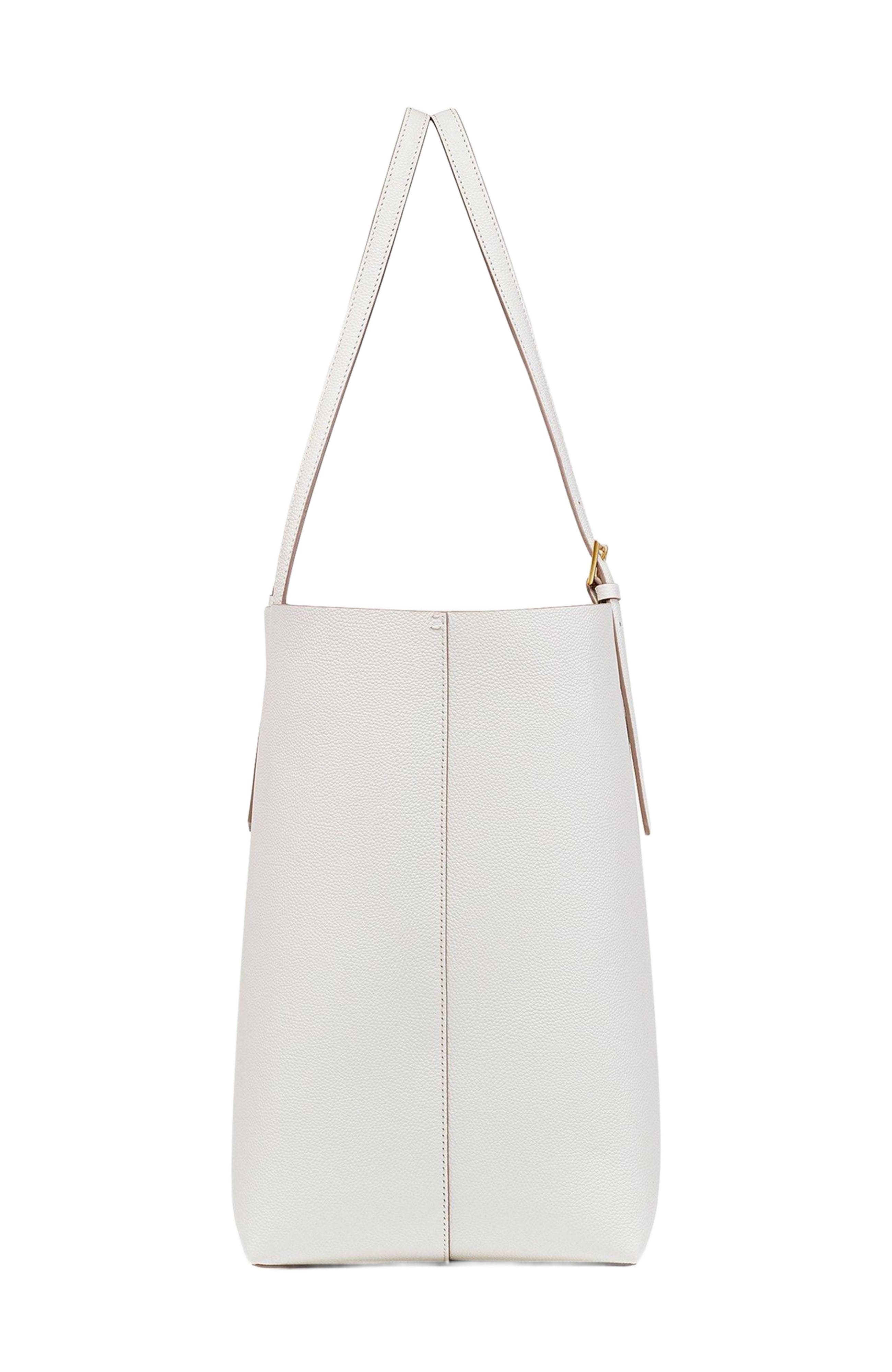 MCM Himmel Shopper in Embossed Logo Leather, Alternate, color, Egret