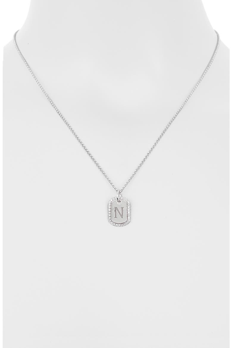 Diamond Initial Dog Tag Pendant Necklace, Alternate, color, WHITE-N