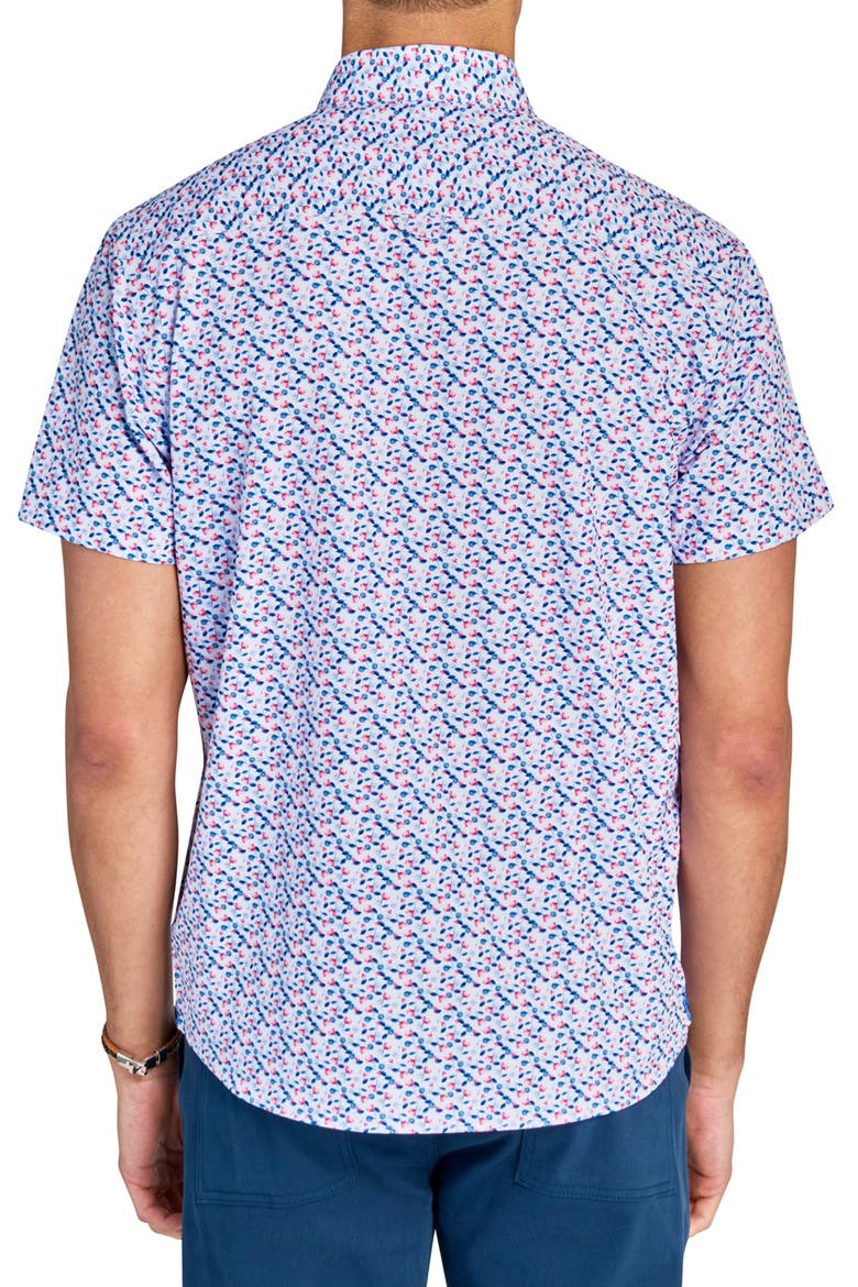 Slim Fit Mini Floral Stem Recycled 4-Way Stretch Performance Short Sleeve Shirt, Alternate, color, MULTI