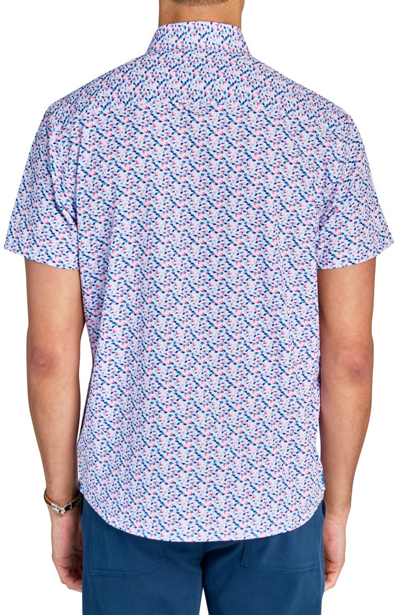 Brooklyn Brigade Slim Fit Mini Floral Stem Recycled 4-Way Stretch Performance Short Sleeve Shirt, Alternate, color, Multi
