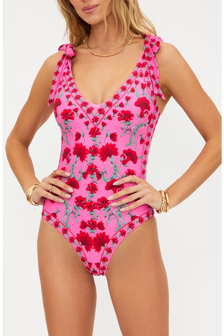 Akira Floral One-Piece Swimsuit, Alternate, color, REDWOOD FLORAL
