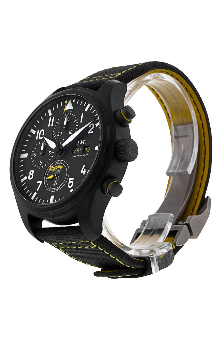 Watchfinder & Co. IWC Preowned 2021 Pilot's Chronograph IW389107 Leather Strap Watch, 44.5mm, Alternate, color, Black