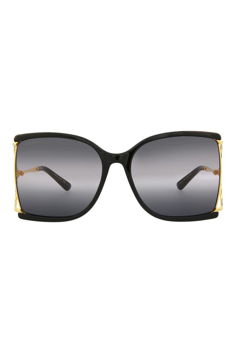 60mm Oversize Butterfly Sunglasses, Main, color, BLACK BLACK SMOKE