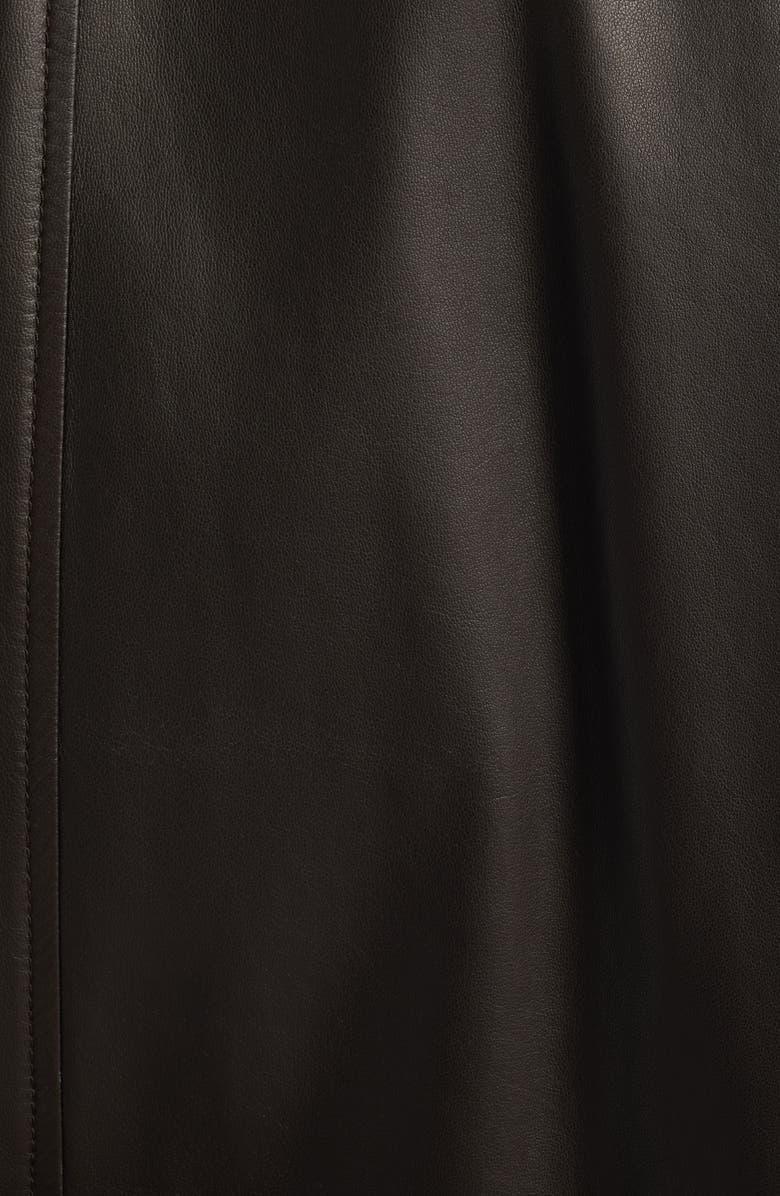 Emporio Armani Brown Leather Bomber Jacket, Alternate, color, Brown