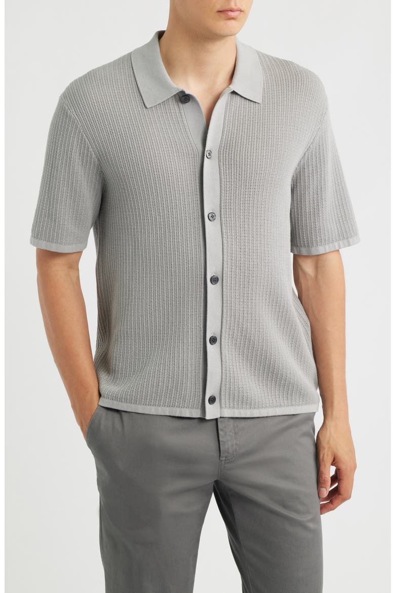 Tactile Cotton Open Stitch Button-Up Shirt, Main, color, DARK VAPOR