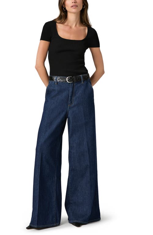 Paige Cameron High Waist Wide Leg Trouser Jeans In Blue