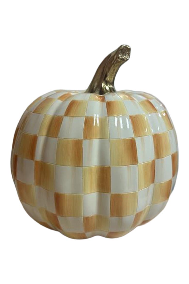 Amber Check Small Pumpkin Ornament, Main, color, ORANGE