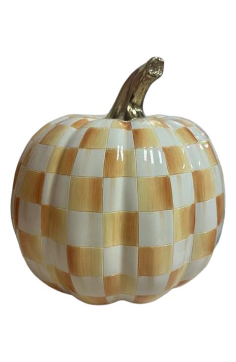 Amber Check Small Pumpkin Ornament
