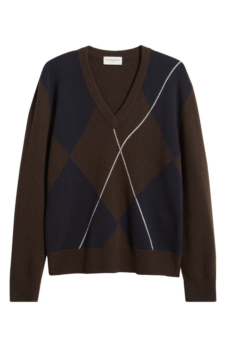 Officine Générale Manolo Argyle Wool V-Neck Sweater, Main, color,