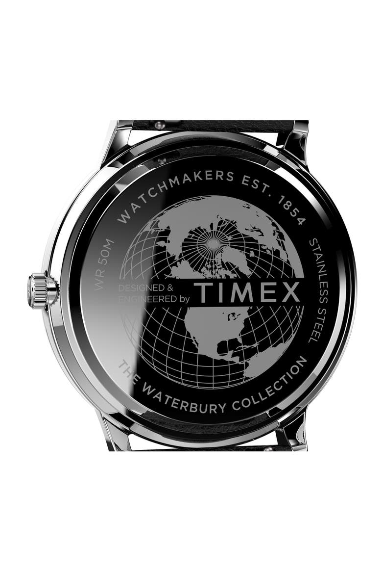 Waterbury Classic Leather Strap Watch, 40mm, Alternate, color, BLACK