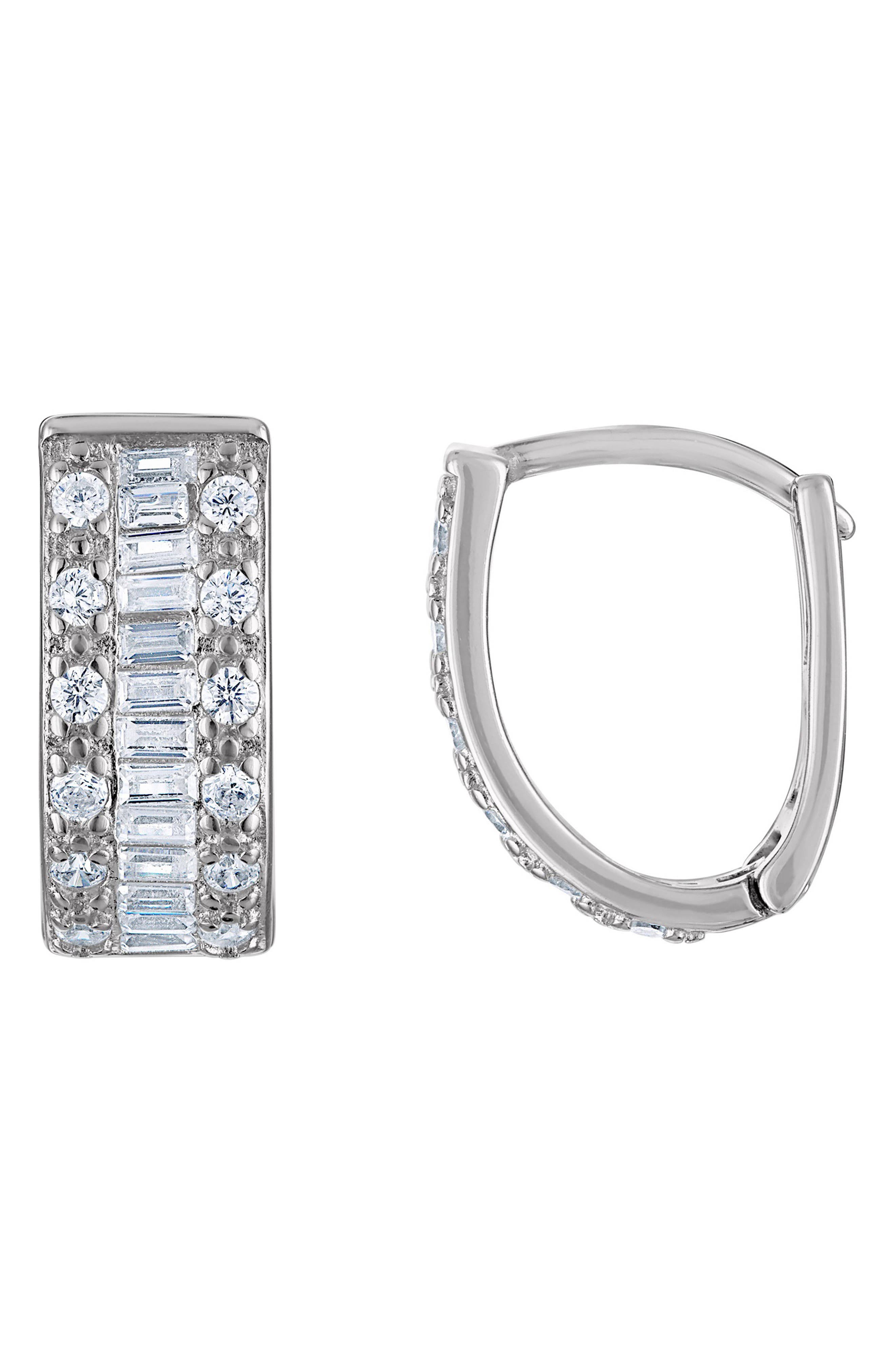 FZN Sterling Silver & Cubic Zirconia Huggie Hoop Earrings