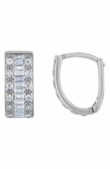 FZN Sterling Silver & Cubic Zirconia Huggie Hoop Earrings