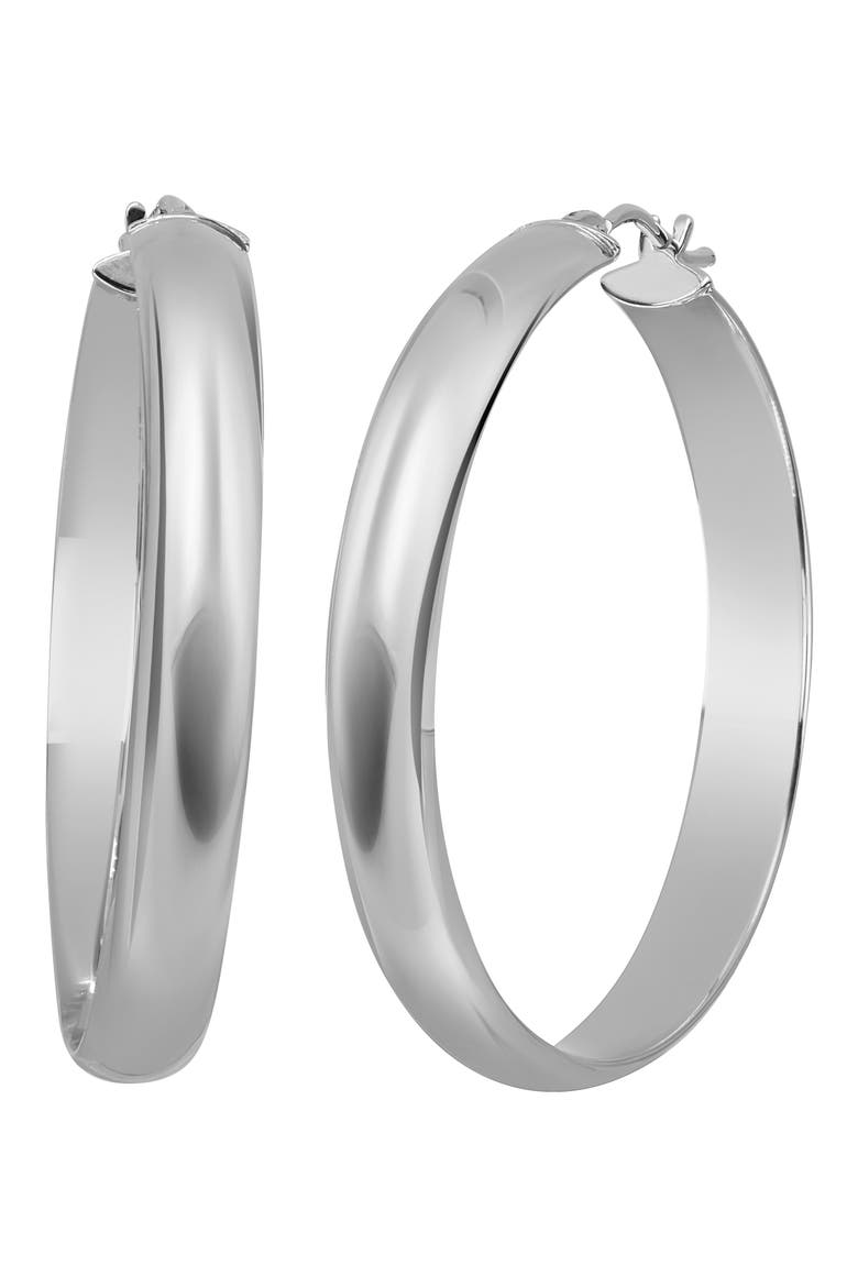 14K Gold Hoop Earrings, Main, color, 14K WHITE GOLD