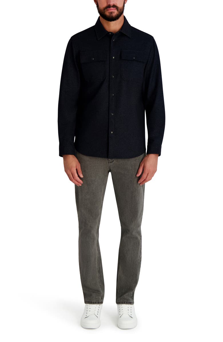 KARL LAGERFELD PARIS Plaid Ponte Shirtjacket, Alternate, color, Navy