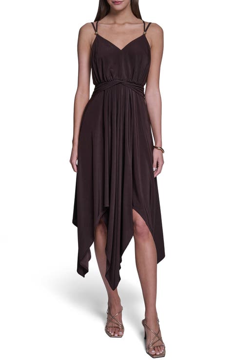V-Neck Handkerchief Hem Dress