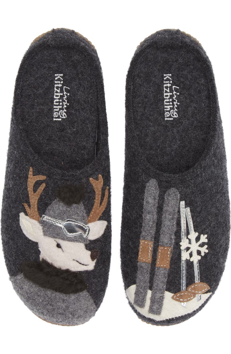 Living Kitzbühel Deer Skier Open Heel Wool Slipper, Main, color,
