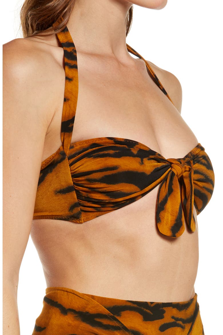Tie Front Bikini Top, Alternate, color, TIGER