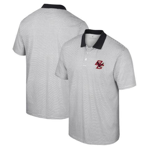 Men's Colosseum White Boston College Eagles Print Stripe Polo