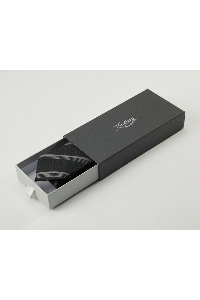 Triple-Striped Silk Jacquard Tie, Alternate, color, Charcoal