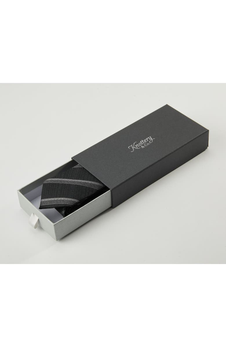Knottery & Co Triple-Striped Silk Jacquard Tie, Alternate, color, Charcoal
