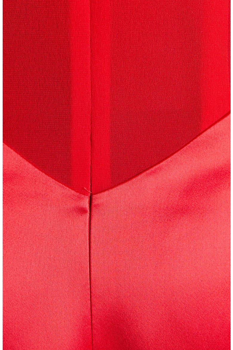 Rosette Sleeve Satin Cocktail Dress, Alternate, color, FLAME RED