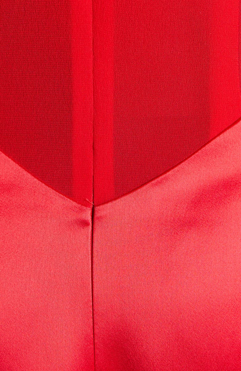 McQueen Rosette Sleeve Satin Cocktail Dress, Alternate, color, Flame Red