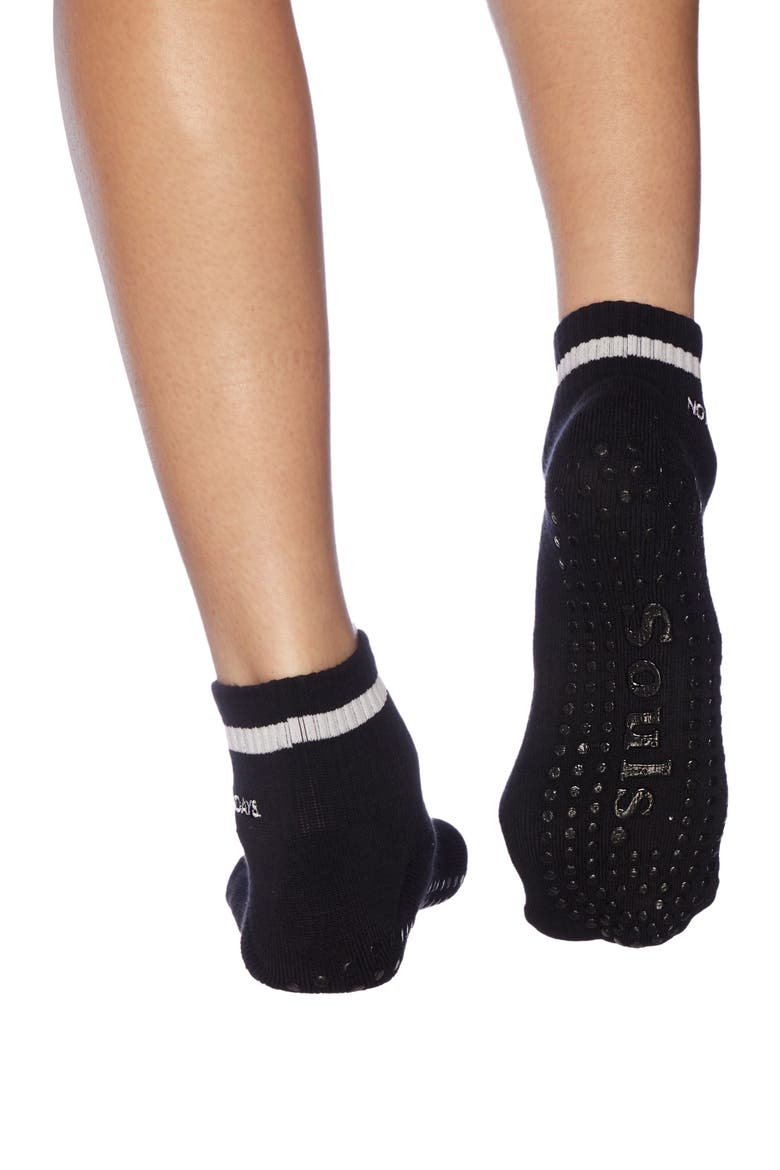 Embroidered Ankle Grip Socks, Alternate, color, Black