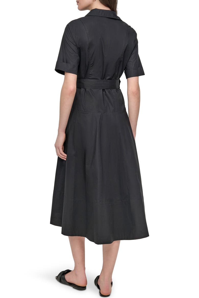 Short Sleeve Drop Waist Cotton Shirtdress, Alternate, color, BLACK