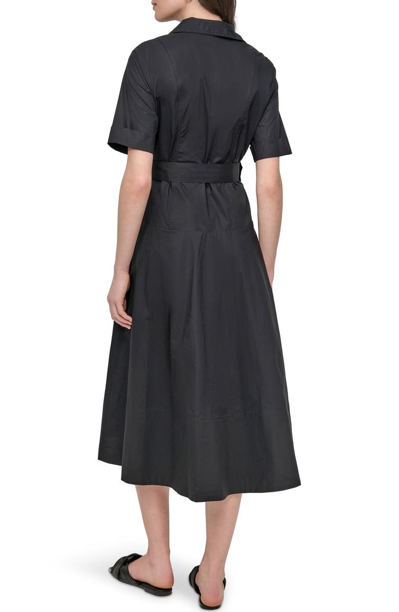 DKNY Jeans Short Sleeve Drop Waist Cotton Shirtdress, Alternate, color, Black