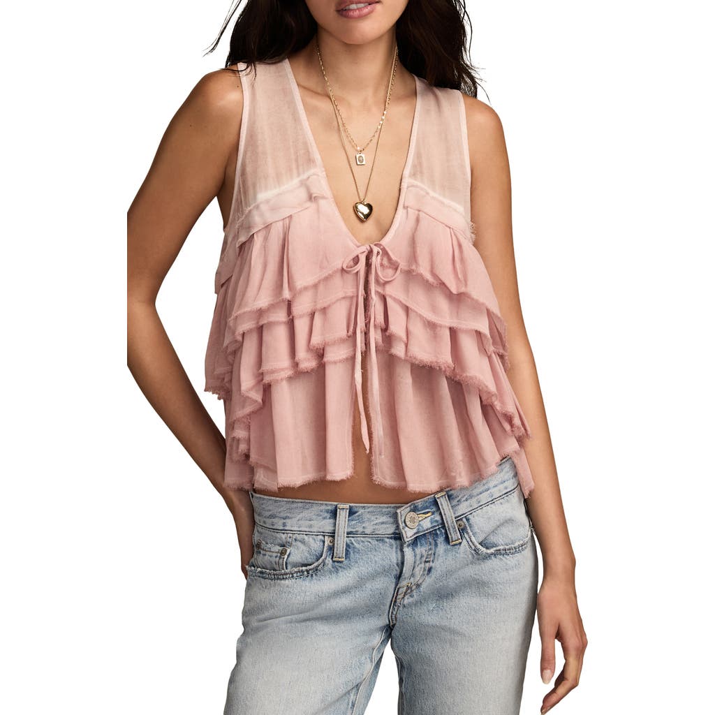 Lucky Brand Flyaway Ruffle Tank Top In Pink