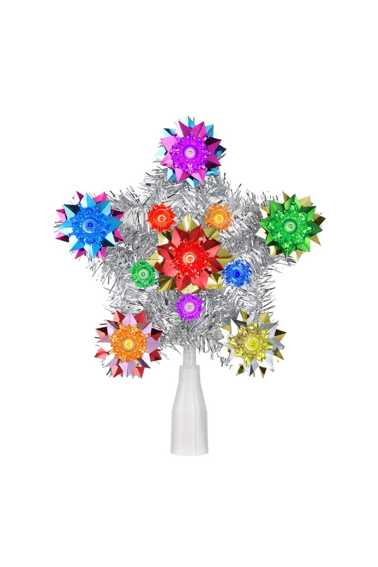 11 in. Tinsel Star Tree Topper, Alternate, color, Multicolored