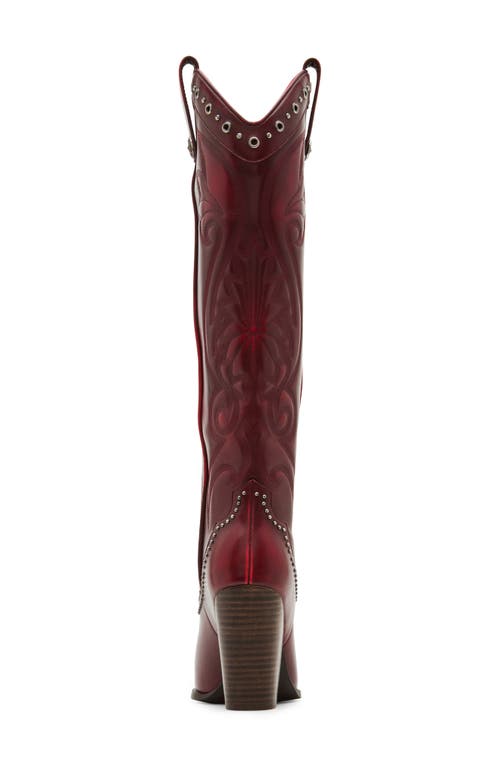 Steve Madden Lasso Knee High Boot In Red Distressed