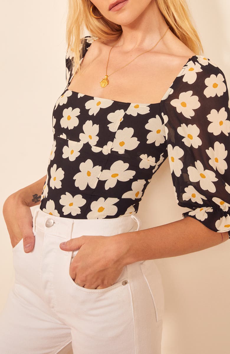 Reformation Georgia Square Neck Top, Alternate, color,