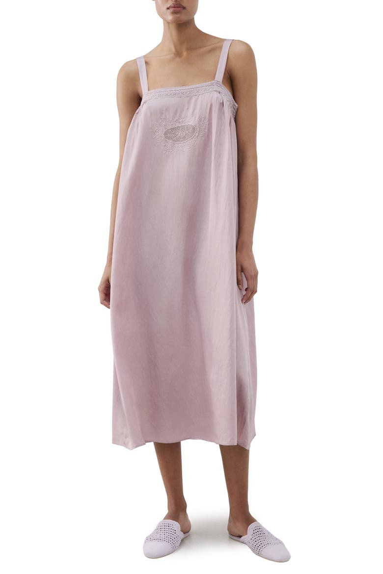 Embroidered Lace Trim Nightgown, Main, color, PURPLE