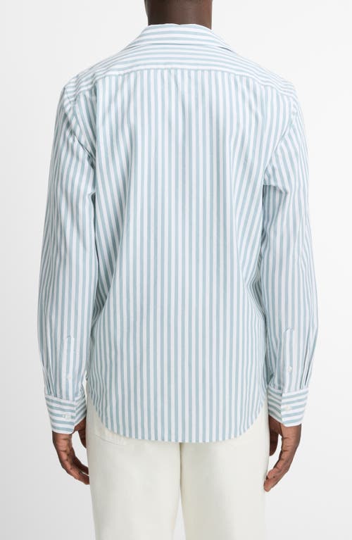 Vince Stripe Classic Fit Button-up Shirt In Lagoon/optic White