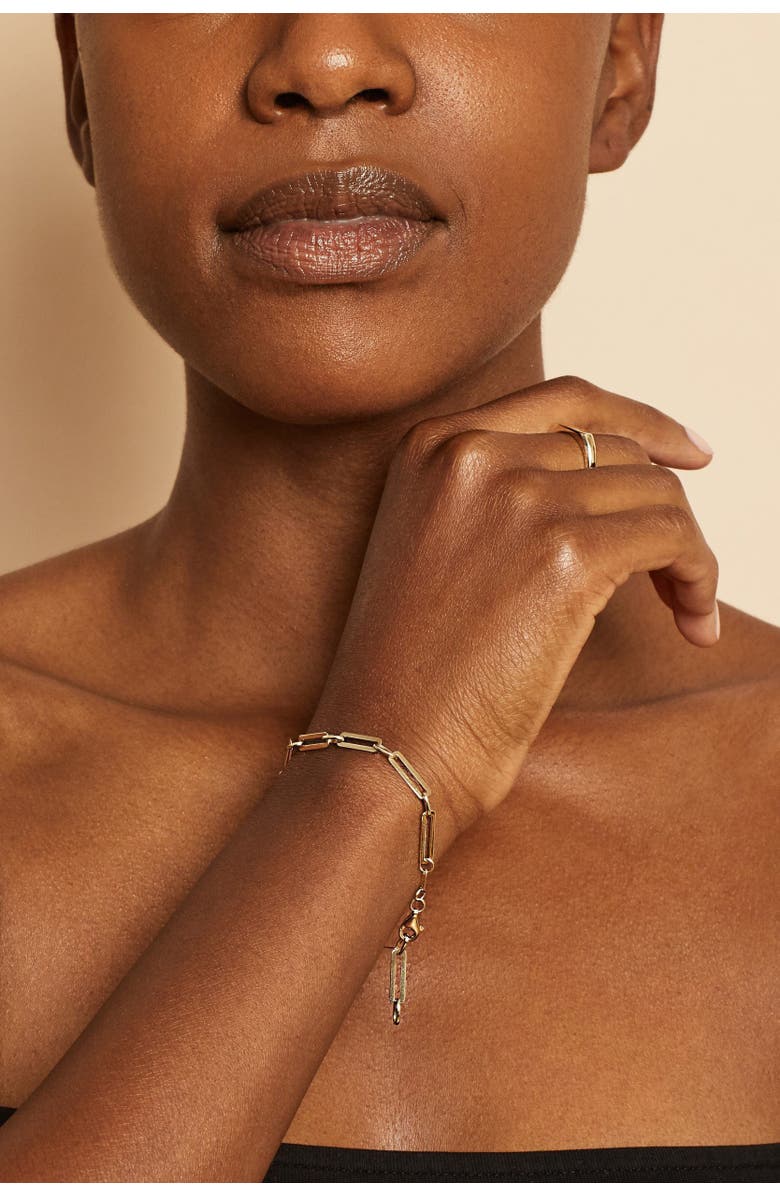 Oradina 14K Yellow Gold Venice Alternating Link Bracelet, Alternate, color, Yellow Gold