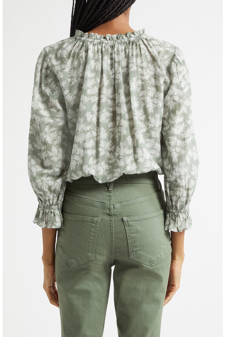 Williamsen Floral Button-Up Bubble Hem Top, Alternate, color, SAGE/ DOVE