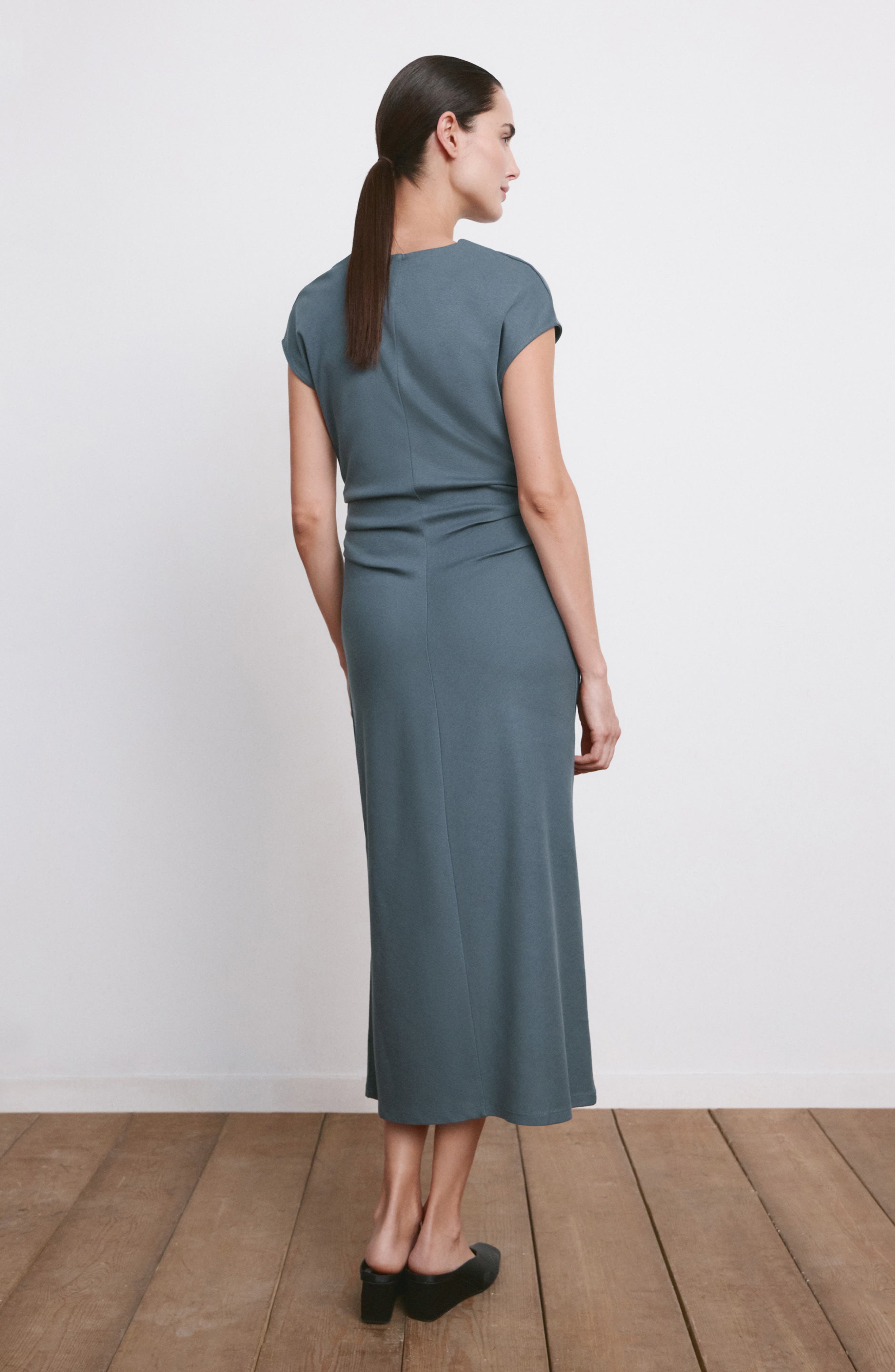 Pleated Dolman Sleeve Cotton Maternity Dress - image 4