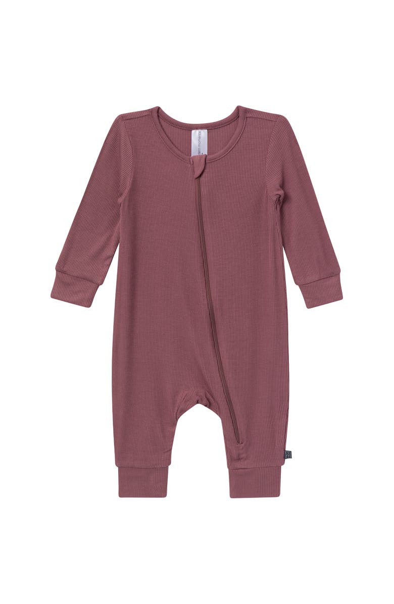 Modern Moments<sup>™</sup> by Gerber Long Sleeve Footless Rompers, Alternate, color, Gray And Purple