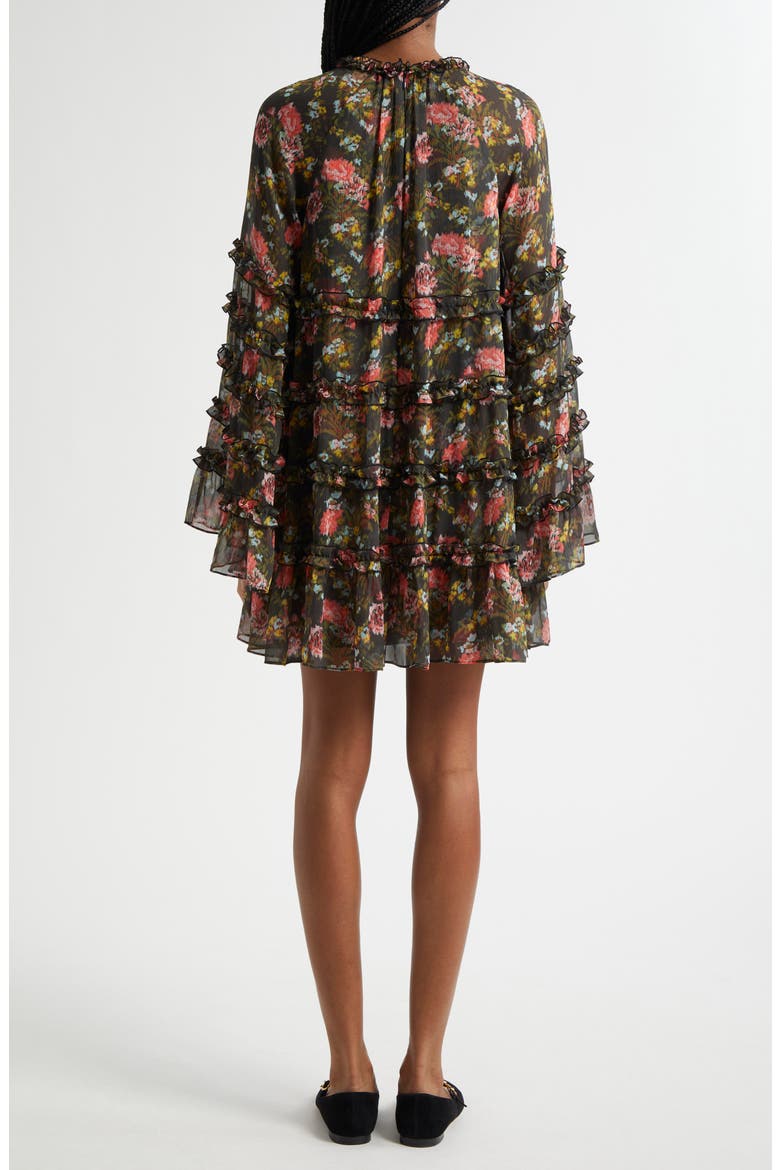 Sunniva Impressionist Floral Long Sleeve Tiered Shift Dress, Alternate, color, LAVASTONE MULTI