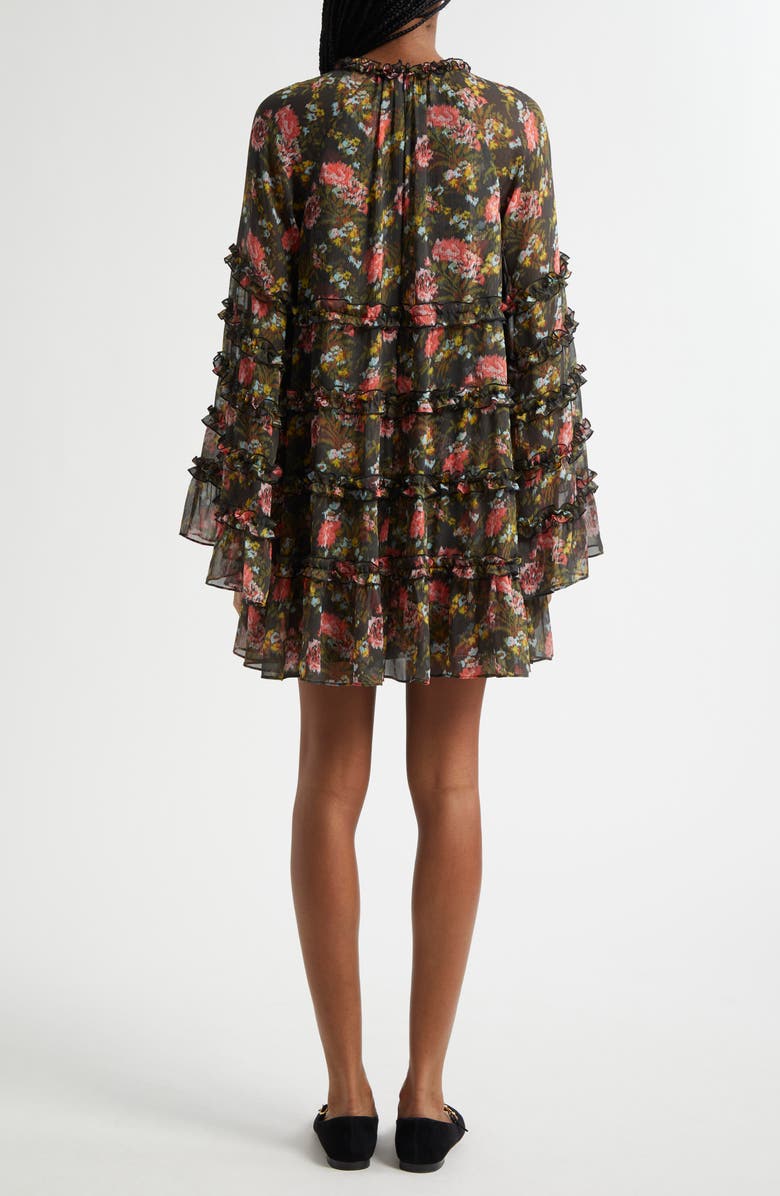 Cinq à Sept Sunniva Impressionist Floral Long Sleeve Tiered Shift Dress, Alternate, color, Lavastone Multi