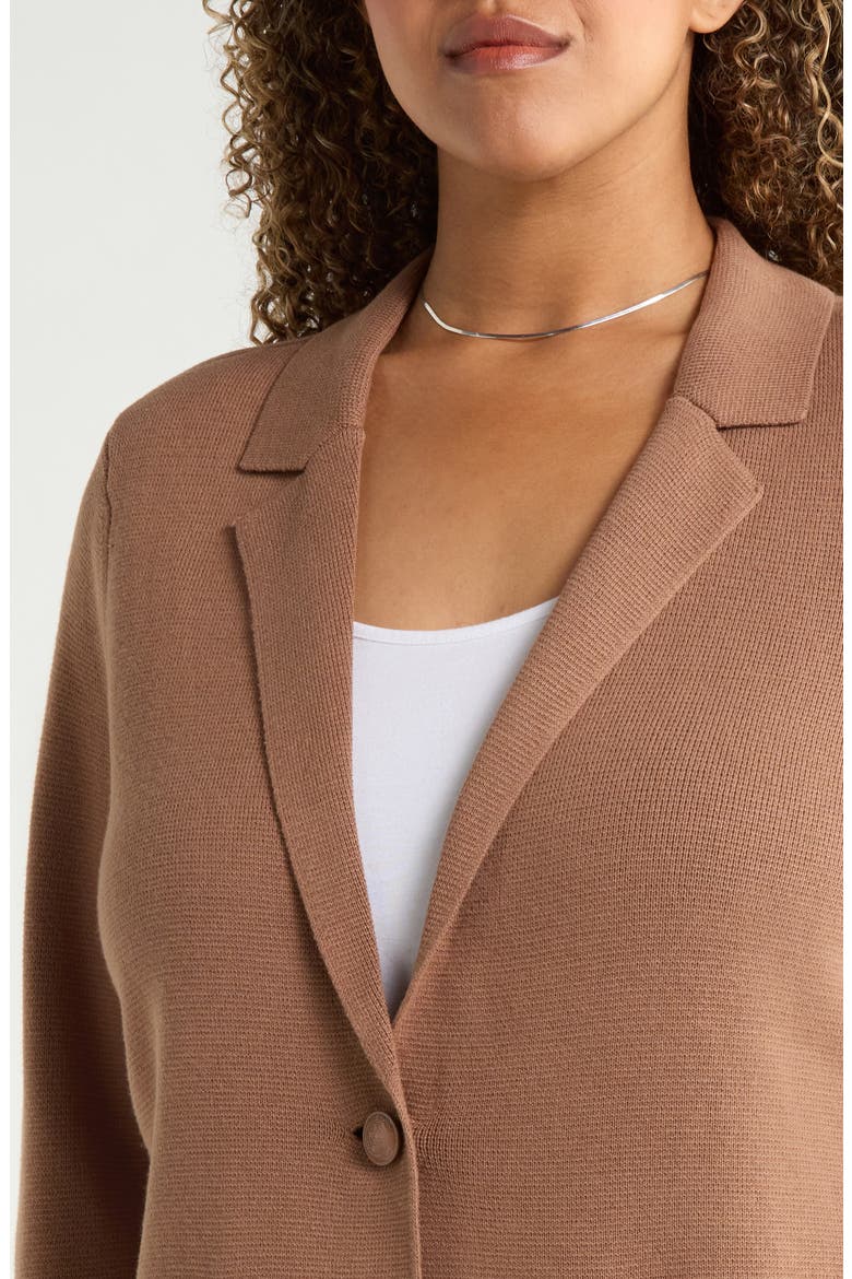 Knit Cotton Blend Single Button Blazer, Alternate, color, TIGERNUT