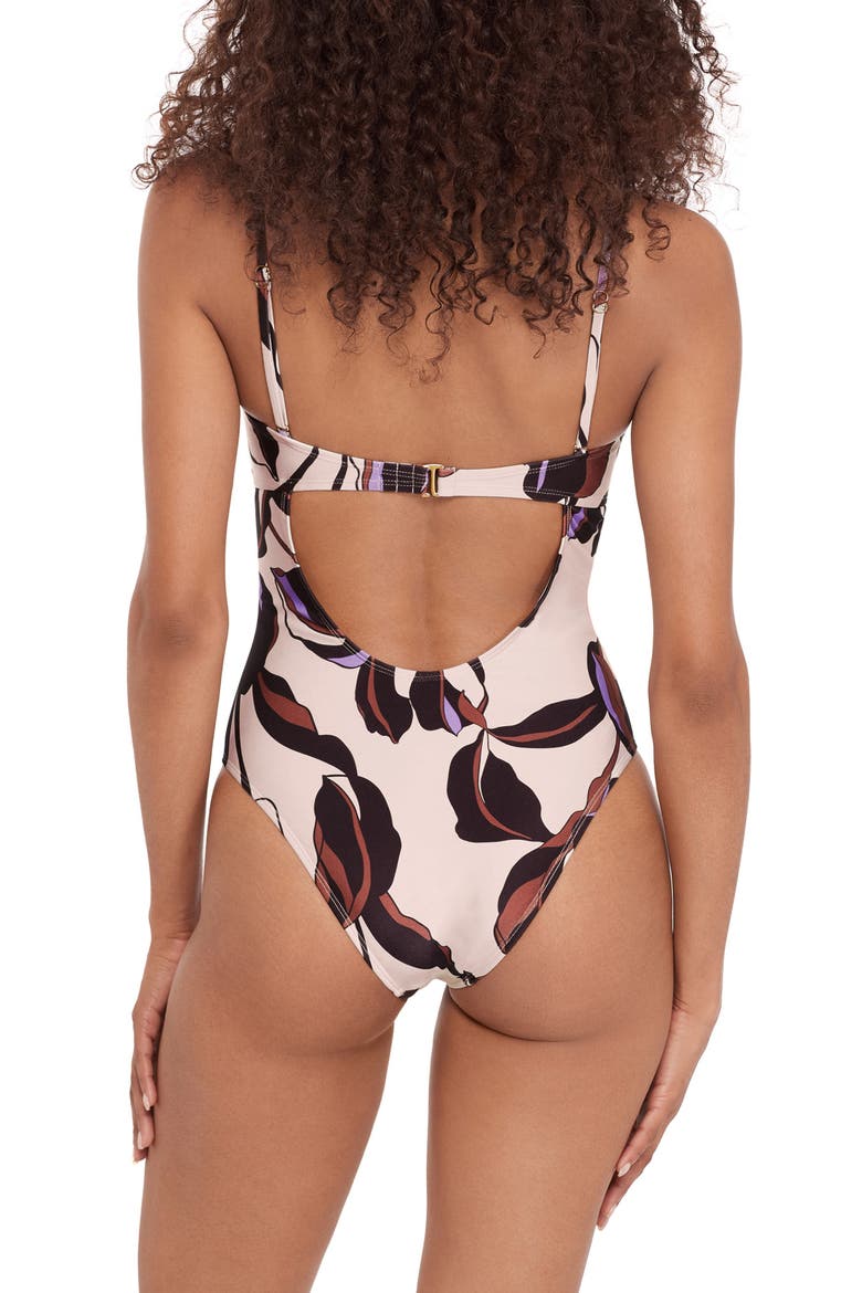 Botanical Print Bandeau One Piece Swimsuit, Alternate, color, MULTI