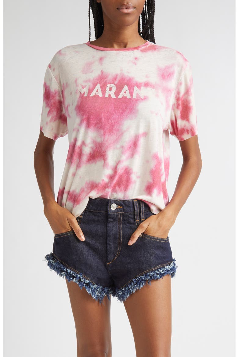 Zewel Tie Dye Logo T-Shirt, Main, color, PINK