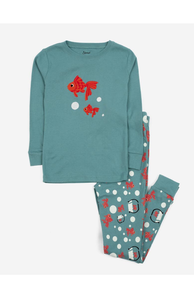 Leveret Kids Two-Piece Cotton Printed Matching Family Pajamas, Playful Graphics, Main, color, Fish Tank
