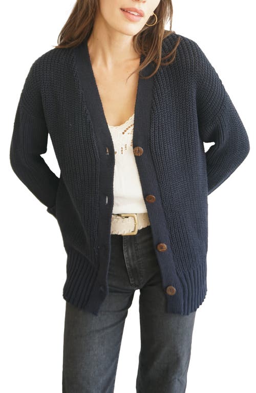 Paneros Clothing Emily Long Cotton Cardigan In Midnight Navy