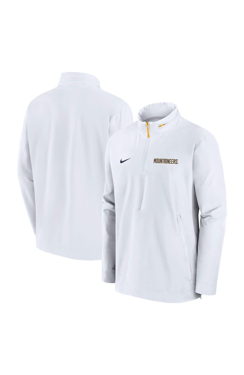 Nike Men's Nike White West Virginia Mountaineers Sideline Coaches Quarter-Zip Jacket, Main, color, 