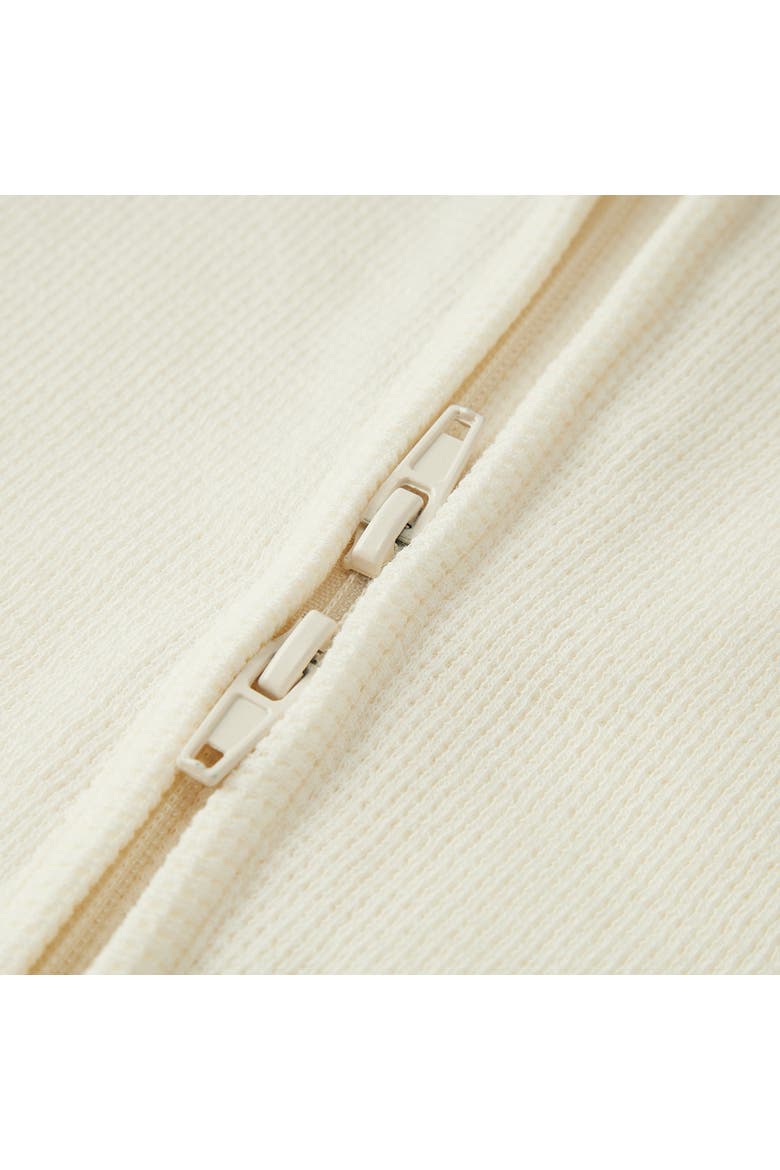 Waffle Zipper Footed Romper, Alternate, color, Cream