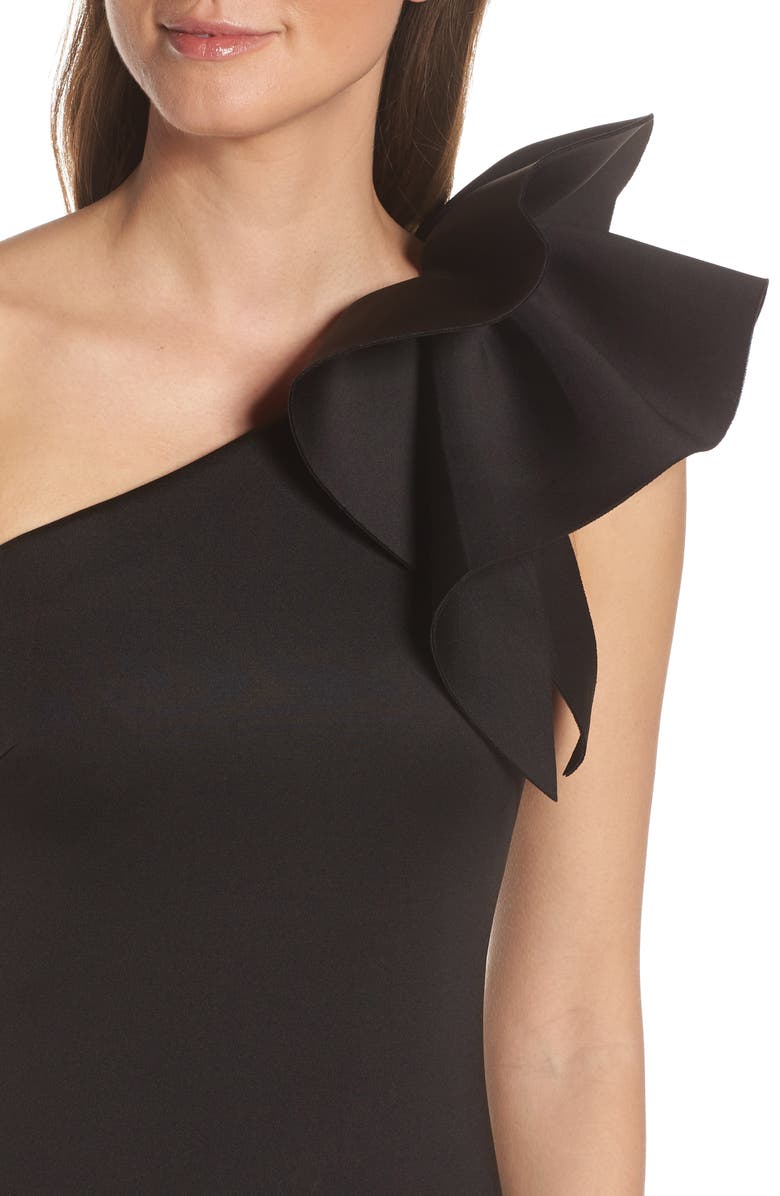 Eliza J One-Shoulder Ruffle Sheath Cocktail Dress, Alternate, color, 